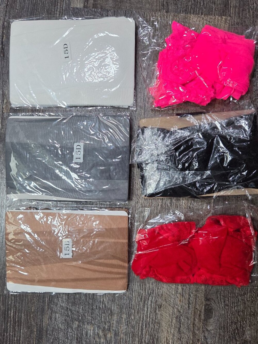 Six (6) Thigh Highs Pink/White/Black/Red/Gray/Nude Sz Lg - Picture 5 of 7